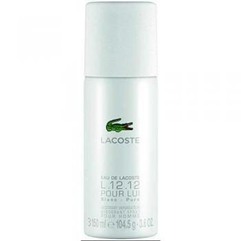 Lacoste L.12.12 Blanc Deodorant Spray for Men, 150ml - Woody and Citrus Fragrance Notes