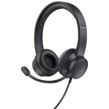 Trust Ayda Auriculares USB Negros con Micrófono y Diadema Acolchada