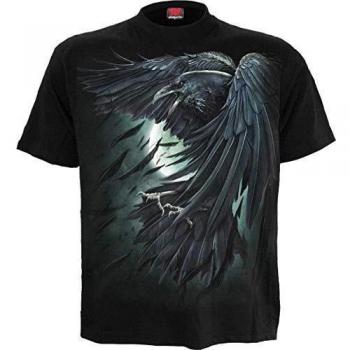 Spiral Shadow Raven Gothic T-Shirt - Black - S to XXL for Men