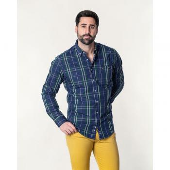 Camisa Spagnolo popelín cuadros bolsillo multicolor para hombre