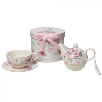 Juego de Tazas con Platos Romimex Malva Cerámica 17 x 20 x 17 cm