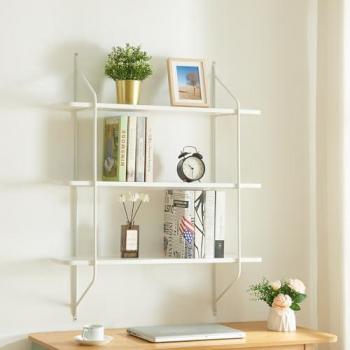 Estantería de pared Østfold 100x80x21 cm - Blanco, 3 niveles, versátil, balda flotante para salón, oficina y cuarto de baño, material acero y aglomerado