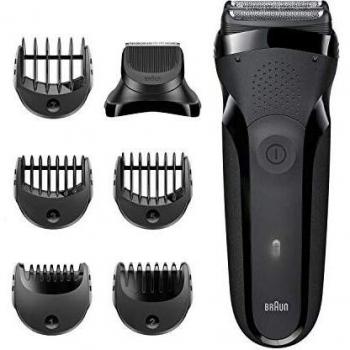 Braun Series 3 Afeitadora Eléctrica Hombre 3 en 1 Shave&Style, Máquina de Afeitar Barba con Recortadora de Precisión, 5 Peines, 300 BT, Negro