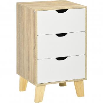 Cajonera Luquillo Homcom 3 cajones blanco/natural 68,5x40x35 cm