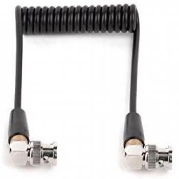 Wooden Camera Coiled BNC to BNC Cable, 10 Resting to 20 Extended, Right-Angle Connectors, HD, SDI, for Wireless Systems and On-Board Monitors