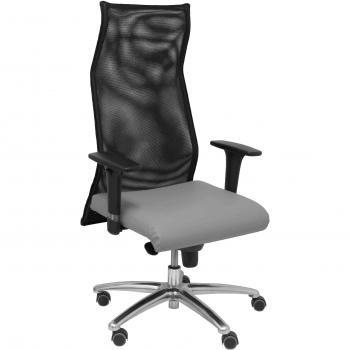 Sillón de Oficina Ergonómico Sahuco Similpiel Gris con Mecanismo Sincro y Regulable en Altura