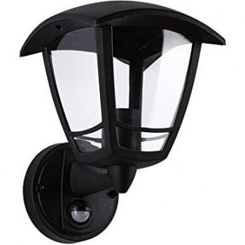 Lámpara de pared exterior Classic Curved con sensor de movimiento E27 IP44 12W color negro