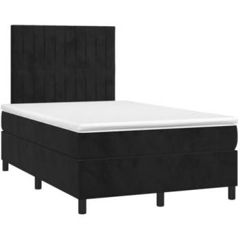 Cama box spring con colchón terciopelo negro 120x190 cm