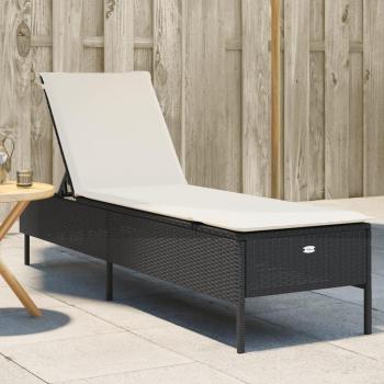 Tumbona con cojín de ratán sintético negra, marrón y gris para exterior, ideal para jardín, playa, piscina y terraza