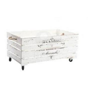 Caja madera 48x35x38cm blanco envejecido