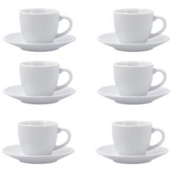 Pack de 6 Tazas New Renova Quid con Plato de Porcelana Blanco Apto para Microondas y Reciclable