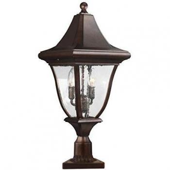 Lámpara de jardín Oakmont 3 luces E14 IP44 bronce patinado altura 63,5 cm ancho 30,5 cm