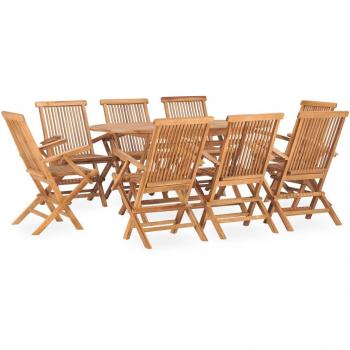 9-Piece Folding Outdoor Dining Set in Solid Teak Wood