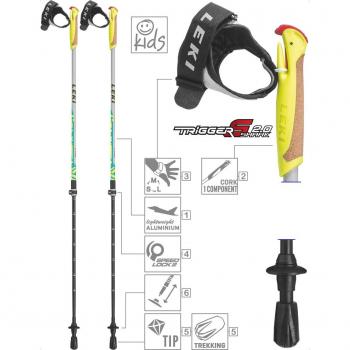 Leki Walker XS Nordic Walking Stock, Light Grey/Cian/Amarillo Neón/Black, One Size