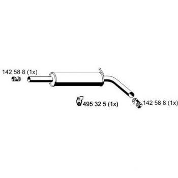 Silenciador Intermedio Original ERNST 645034 - Longitud: 870mm