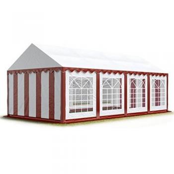 Carpa para fiestas TOOLPORT 4x8 m, lona PVC 700 n, impermeable, rojo-blanco