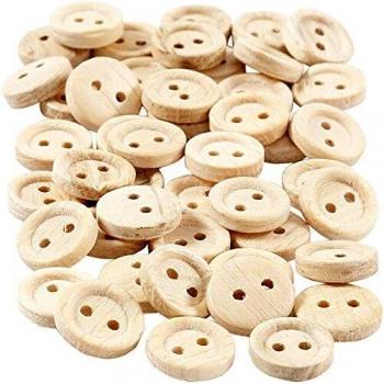 Botones de Madera, 11 mm, 2 Agujeros, 50 Piezas