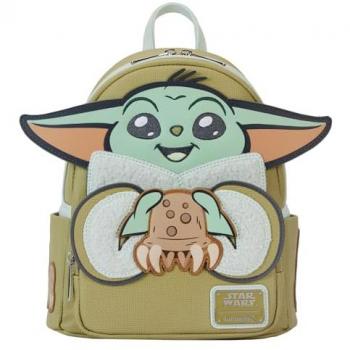 Mini mochila infantil Loungefly Star Wars Mandalorian Grogu y Cangrejos, multicolor, negra