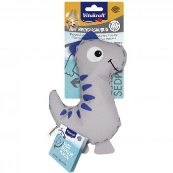 Vitakraft Eco Tela Grande Gris - Juguete resistente para perros con forma de Dino