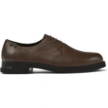 Camper - Zapatos de cordones de mujer en piel color marrón con pespuntes