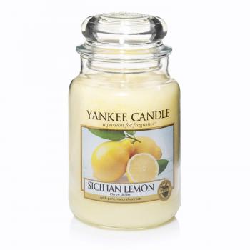 Yankee Candle Sicilian Lemon Vela Aromática en Frasco Grande, Amarillo, 623g