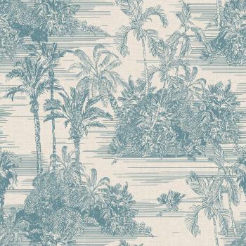 Papel Pintado Tropical Toile Muriva Azul