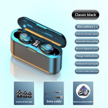 Auriculares Inalámbricos TWS F9 Bluetooth 5.0 Estéreo 9D con Caja de Carga de 1200mAh y Doble Micrófono