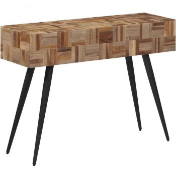 Mesa consola de teca reciclada maciza 110x34x80 cm para salón, entrada o recibidor
