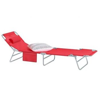 Tumbona Inclinable de Acero Plegable con Almohada para Playa, Piscina y Jardín - Sobuy OGS35-R