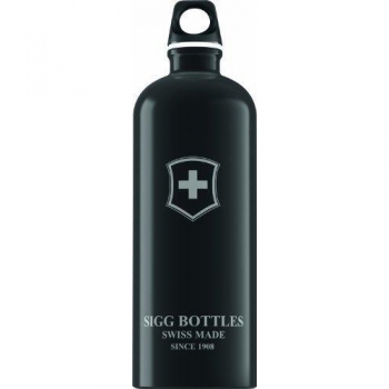 Sigg Swiss Emblem - Cantimplora, diseño con la bandera de Suiza negro negro Talla:1,0l
