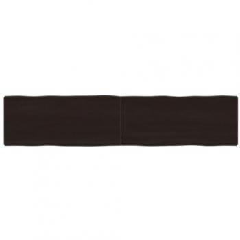 Tabla de mesa de madera tratada borde vivo marrón oscuro 180 x 40 x (2-6) cm roble sin tratar