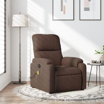 Silla reclinable de masaje marrón en tela de microfibra Vidaxl