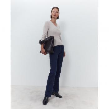 Jersey de punto con cuello pico mujer El Corte Inglés