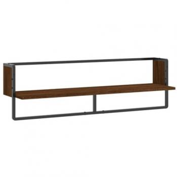 Estante de pared con barra marrón roble 100x25x30 cm