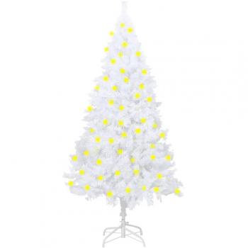 Pre-lit White Artificial Christmas Tree with Thick Branches 150 cm