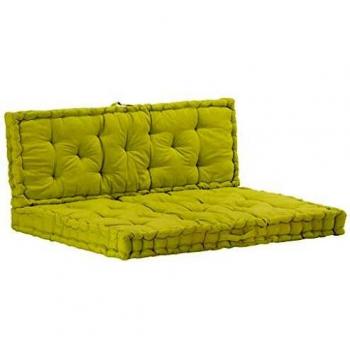 vidaXL Cojines para Muebles de Palés 2 Unidades Estampados de Asiento para Sofás de Palés Ideal para Terraza Patio Jardín y Balcón Salón Algodón Verde