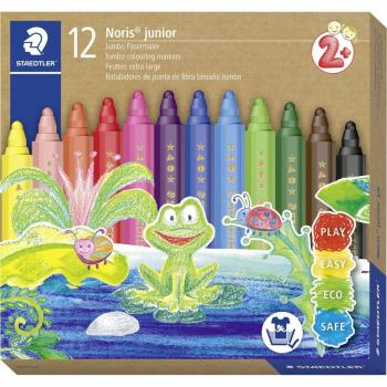 Rotuladores de colores surtidos Noris Junior Staedtler, estuche de cartón con 12 bolígrafos de fibra