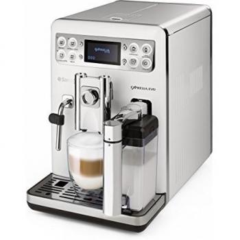 Saeco Exprelia EVO - Cafetera espresso súper automática, con espumador de leche clásico y recipiente para leche, color blanco