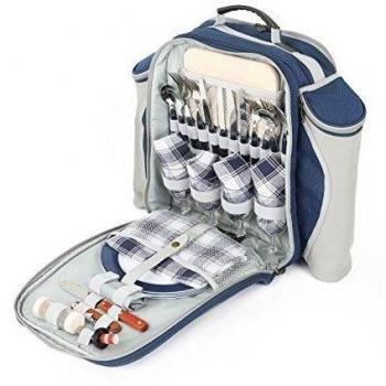 Greenfield Collection Deluxe - Mochila de picnic para cuatro personas, color azul marino