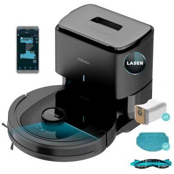 Cecotec Conga 7490 Ultimate Home X-Treme X Titanium Robot Aspirador, 3000 Pa, 120 min autonomía, Navegación láser, Base de autovaciado, Limpieza 4 en 1,
