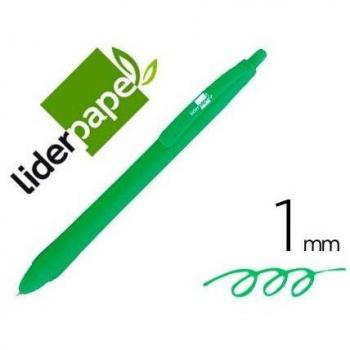 Bolígrafo Liderpapel Gummy Touch Retráctil 1,0 mm Tinta Verde