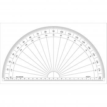 Transportador Semicircular de 25 cm con Graduación en Grados - Transparente