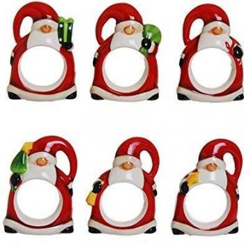 Excelsa Xmas – juego de 6 servilletero Color blanco, Rojo. con forma de Papá Noel