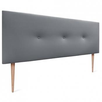 Cabecero de Polipiel Acolchado Liso con Botones y Patas para Cama 135/140 - Gris, 145x105cm, Diseño Moderno