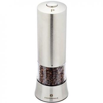 Gera Electric Pepper Mill, Stainless Steel and Acrylic, 18 cm with Ceramic Grinder and LED Light