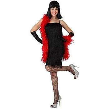 Atosa disfraz charleston negro mujer adulto flecos XL