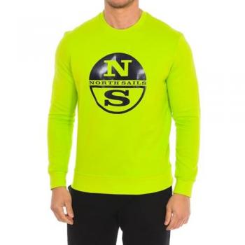 North Sails Men's Long-Sleeved Crew Neck Sweatshirt 9024130 - Green Cotton, Size Large