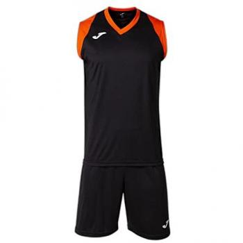 Set Joma Final II Unisex Negro Naranja, incluye camiseta de manga corta, pantalones cortos, tejido transpirable, diseño moderno y cómodo