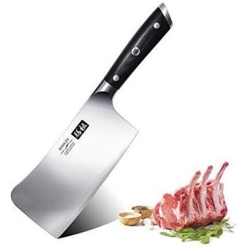 SHAN ZU Macheta de Cocina Cuchillo de Carnicero Huesos 17.8cm Hacha de Carnicero Cuchilla Engrosada de 21 ° para Cortar Huesos- Classic Series