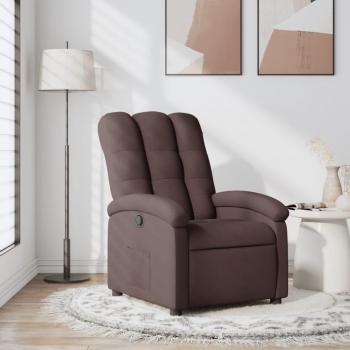 Sillón reclinable de tela marrón oscuro Vidaxl con estructura robusta, mecanismo de reclinado manual, tapizado en tela suave y resistente, patas de madera, diseño ergonómico para mayor comodidad
